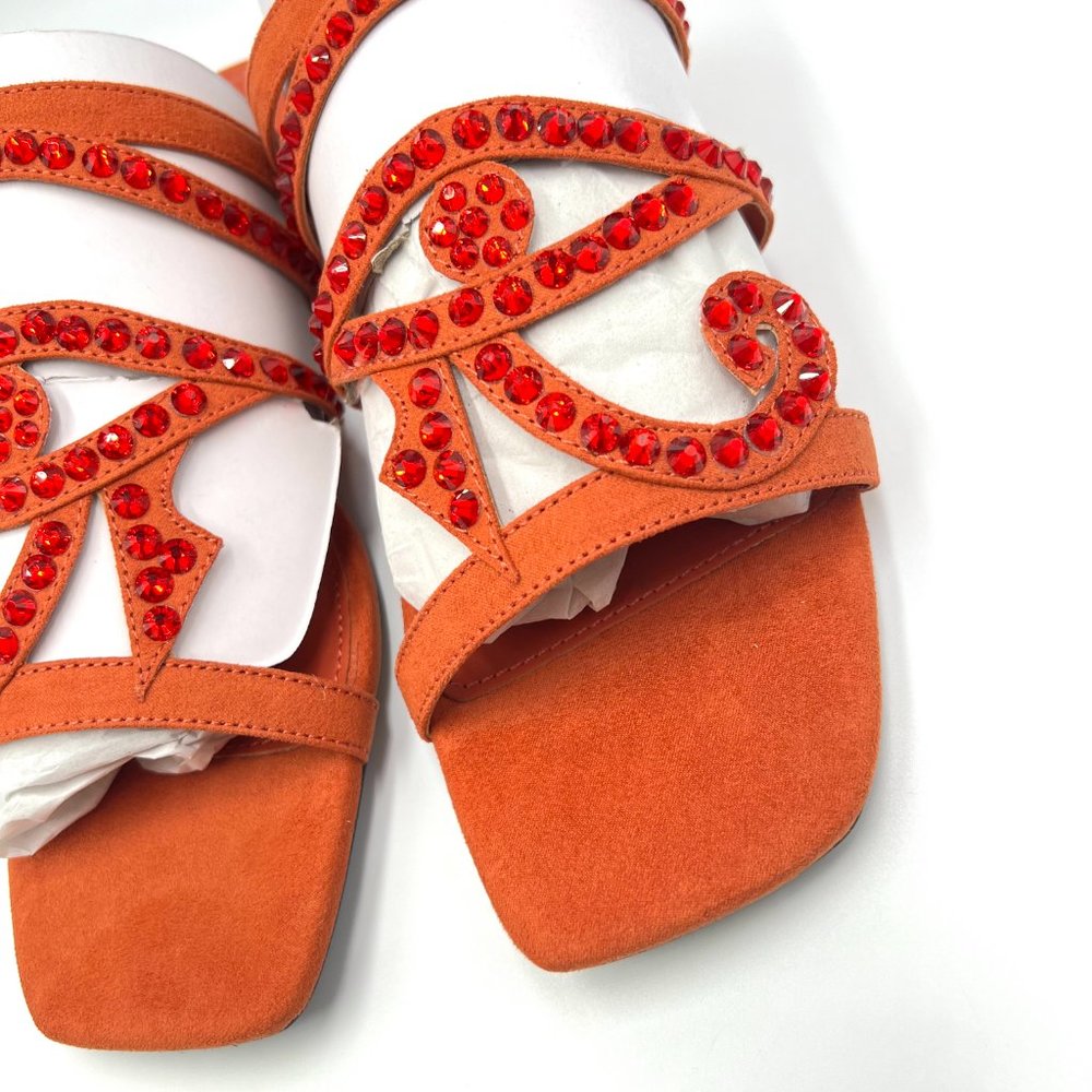 Katy Perry Size 10 The Anat‎ Orange Jeweled Eye Slip On Slides Sandals Shoes - Picture 6 of 13